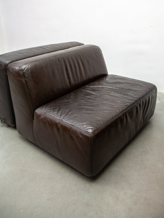 Image 1 of  1970S Brown Leather  Modular Sofa By Durlet