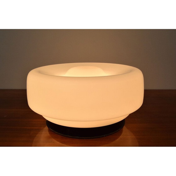Image 1 of Mid-century milk glass and metal wall lamp, Czechoslovakia 1970s