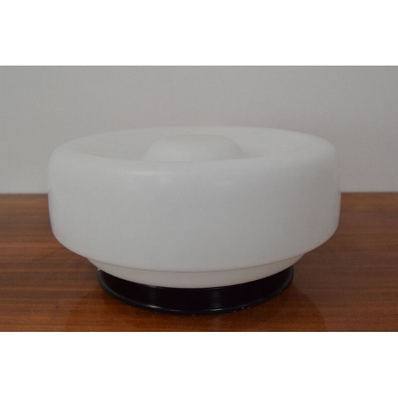 Image 1 of Mid-century milk glass and metal wall lamp, Czechoslovakia 1970s