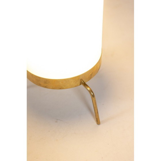 Image 1 of Vintage lamp in white opaline and gilded brass, Italy 1970