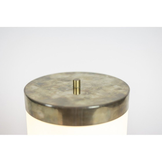 Image 1 of Vintage lamp in white opaline and gilded brass, Italy 1970