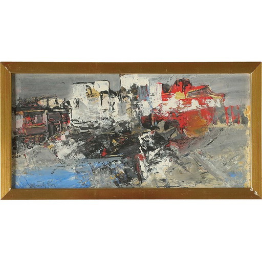 Vintage oil on board by Nils Böcklin, 1960s