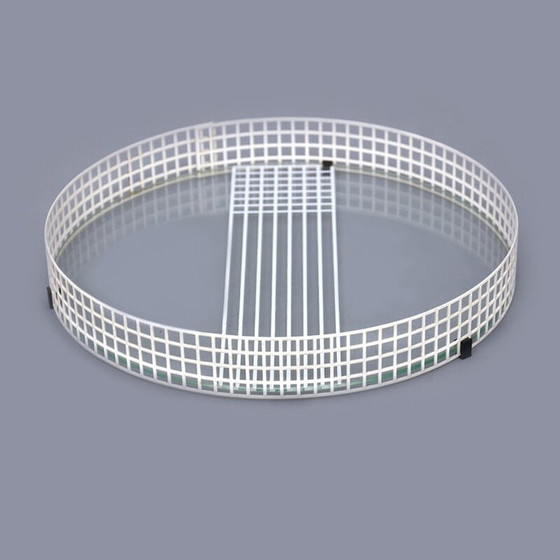 Image 1 of Vintage tray in glass, perforated metal and black plastic, 1970s