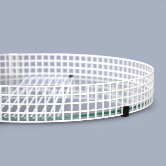 Image 1 of Vintage tray in glass, perforated metal and black plastic, 1970s