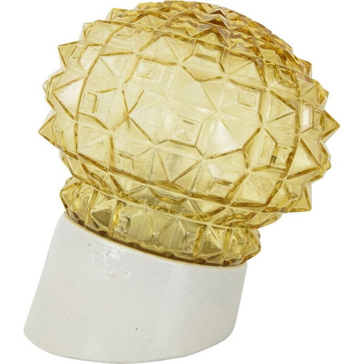 Vintage glass and ceramic wall lamp, Czechoslovakia 1960