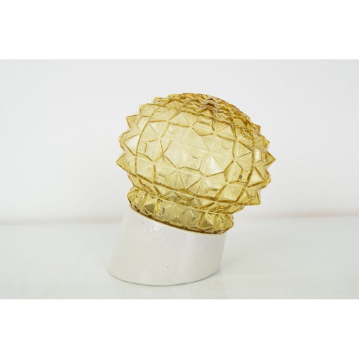 Vintage glass and ceramic wall lamp, Czechoslovakia 1960