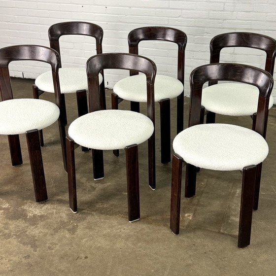 Image 1 of Set Of Six Bruno Rey Chairs In Dark Brown With White