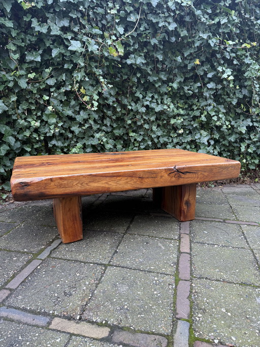 Brutalist Wabi-Sabi Solid Oak Coffee Table