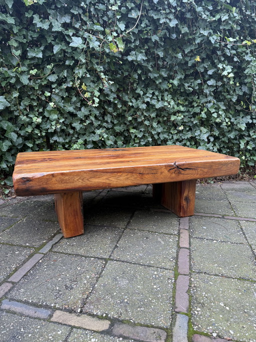 Brutalist Wabi-Sabi Solid Oak Coffee Table