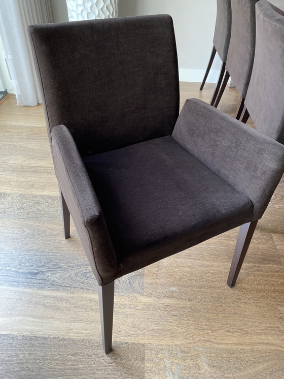 Image 1 of 8X Mobitec Dining Chair Slim Low Back Brown Velour