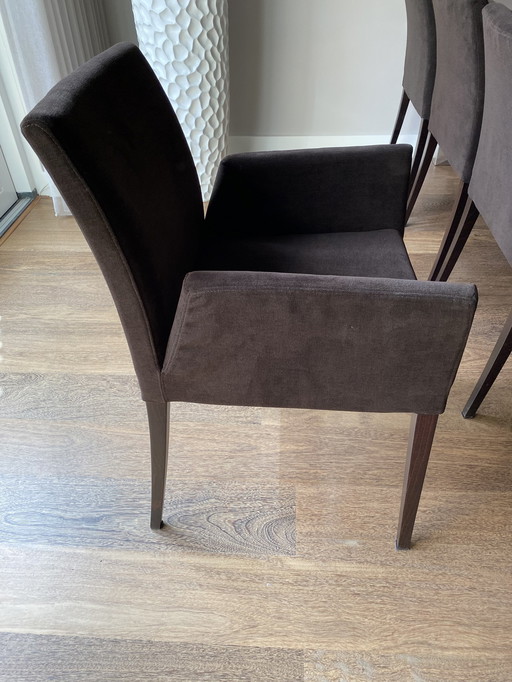 8X Mobitec Dining Chair Slim Low Back Brown Velour