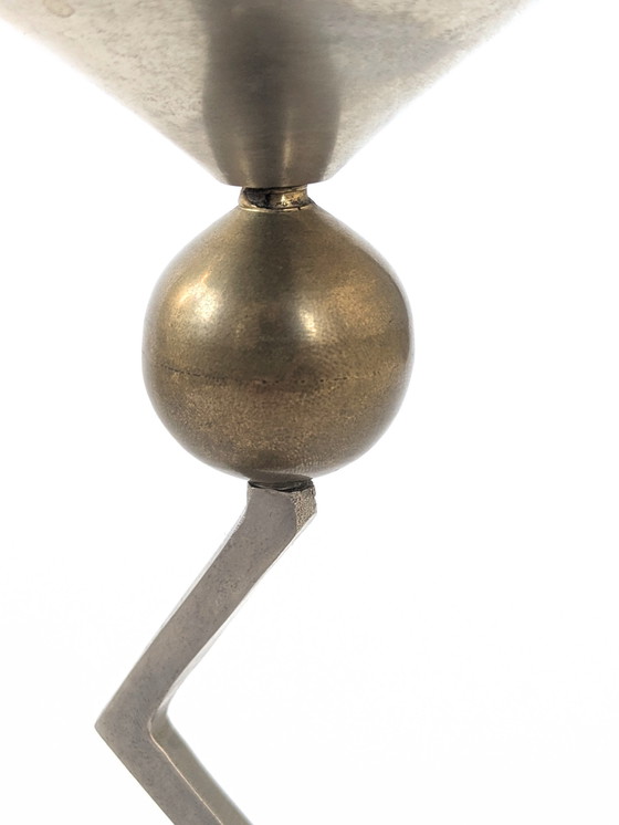 Image 1 of 1980S Zigzag Candlestick | Steel & Brass | Memphis Style