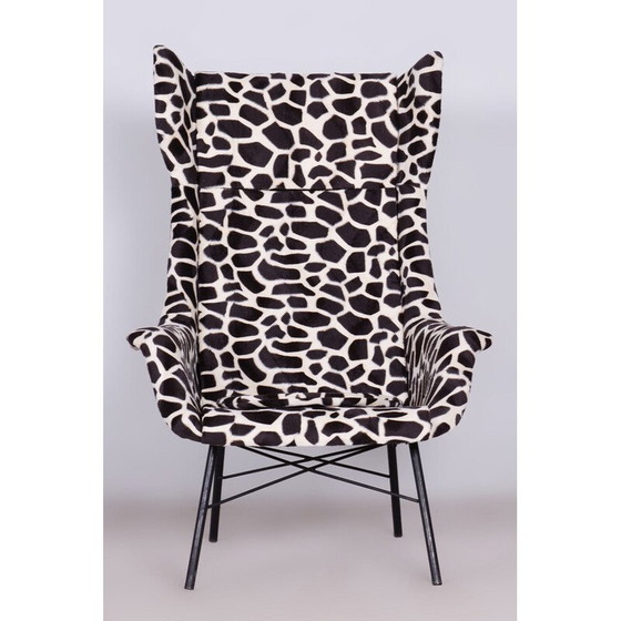 Image 1 of Vintage fabric wingback armchair by Miroslav Navratil, Czechoslovakia 1950