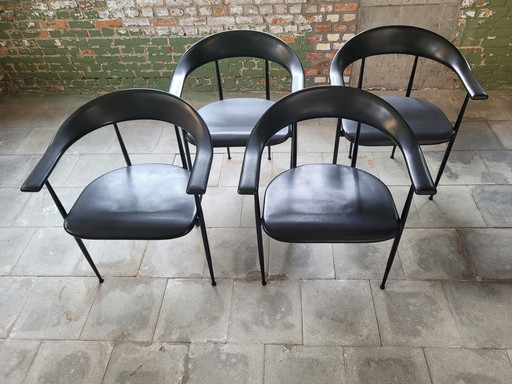 4xVintage Dining Chairs Fasem P70 Giancarlo Vengi