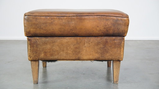 Large Sheepskin Leather Hocker