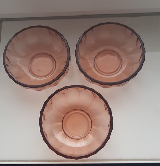 Image 1 of Art Deco Rosalin Glass Dessert Bowls & Jug