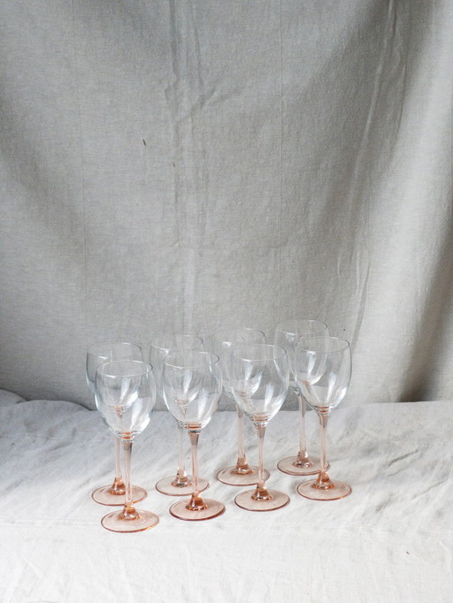 8x Pink luminarc rose wine glasses