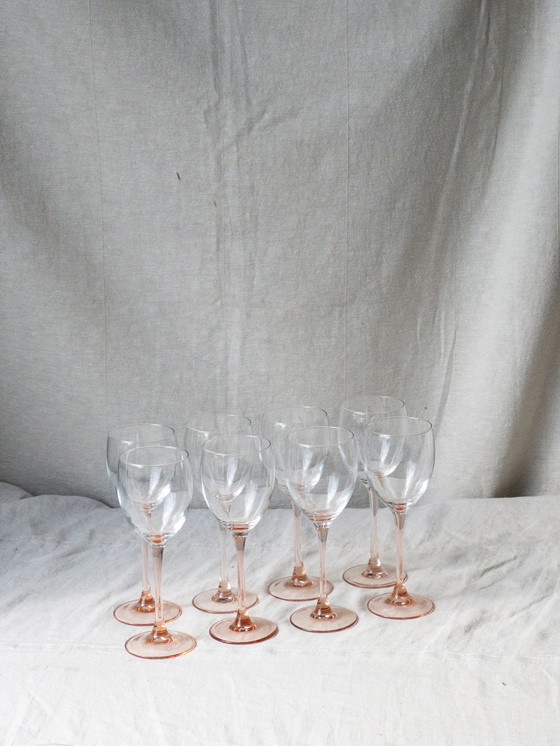 Image 1 of 8x Pink luminarc rose wine glasses