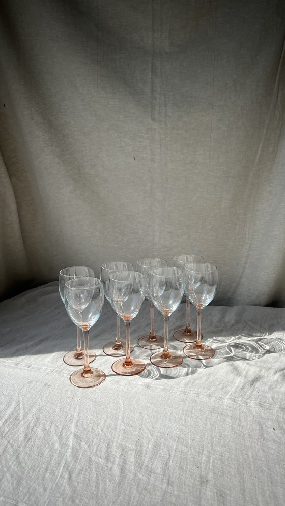 Image 1 of 8x Pink luminarc rose wine glasses