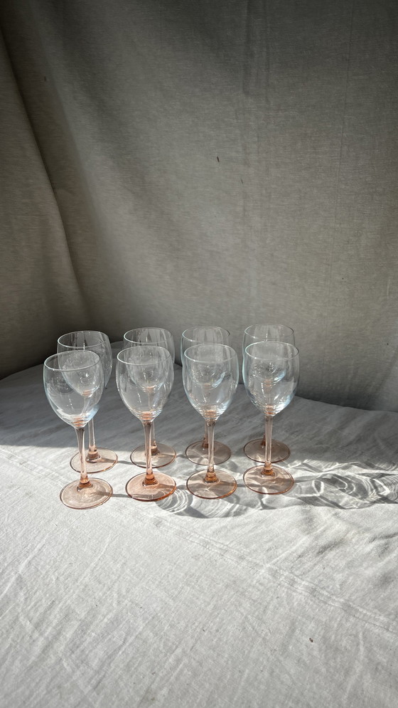 Image 1 of 8x Pink luminarc rose wine glasses