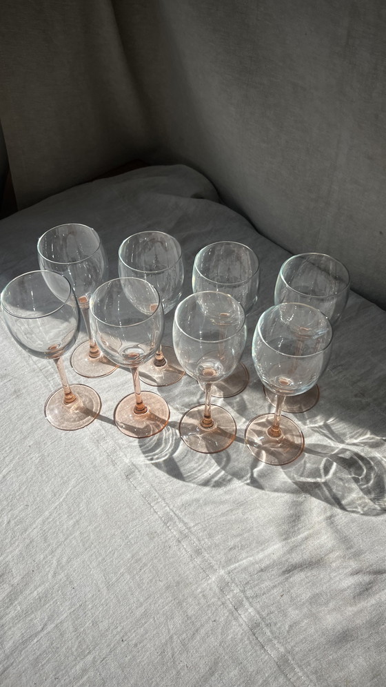 Image 1 of 8x Pink luminarc rose wine glasses