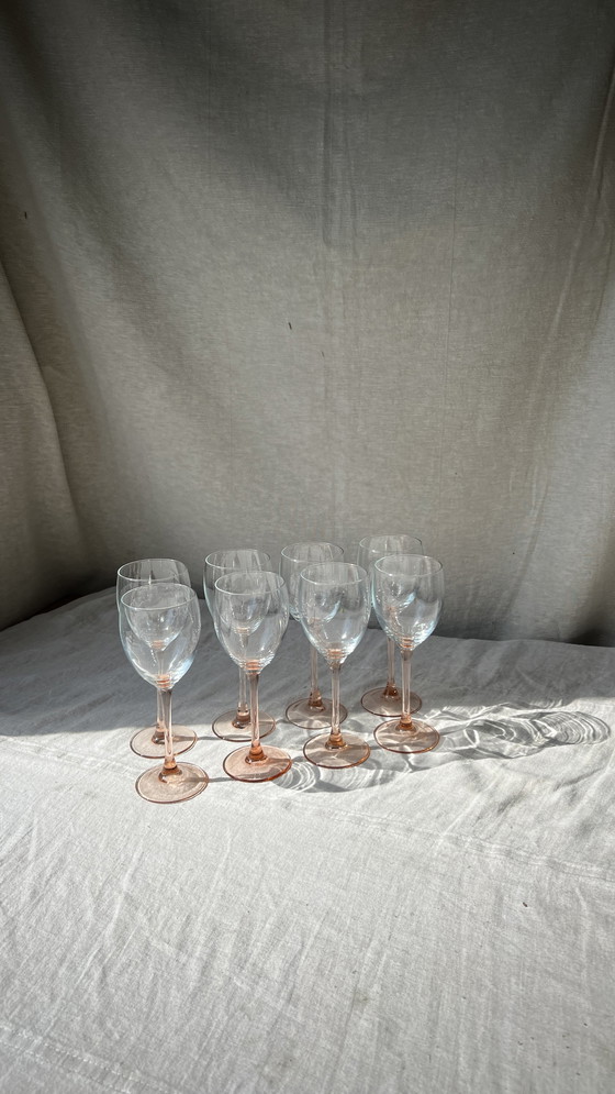 Image 1 of 8x Pink luminarc rose wine glasses