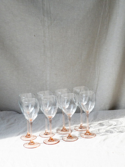 8x Pink luminarc rose wine glasses