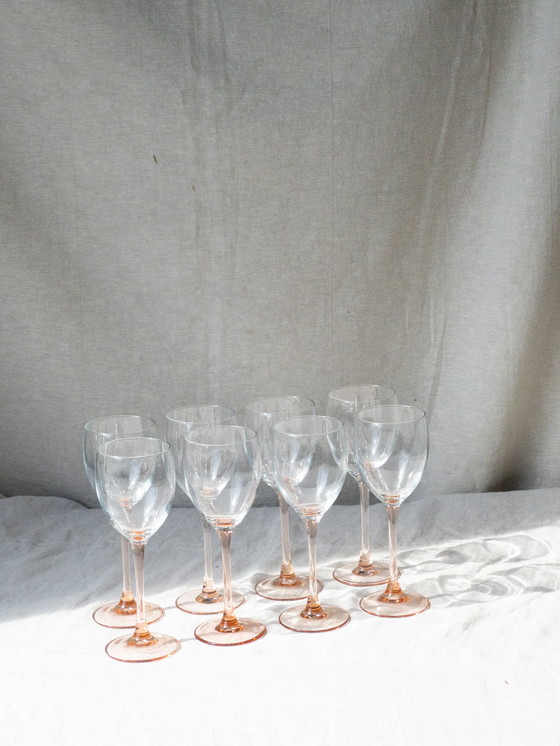 Image 1 of 8x Pink luminarc rose wine glasses