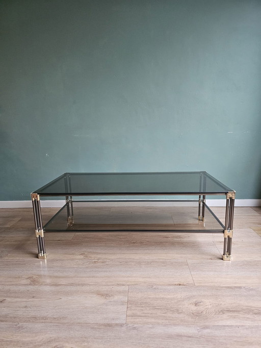 Coffetable Hollywood Regency Glass & Brass