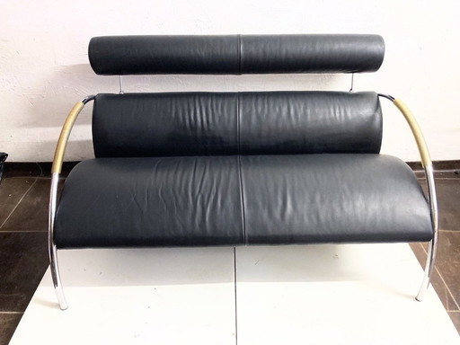 Cor cycle two-seater leather sofa postmodern design Peter Maly 80s 90s