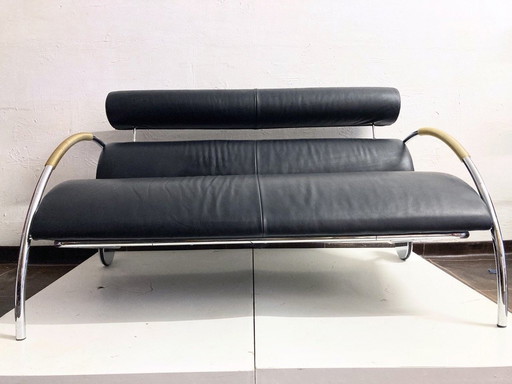 Cor cycle two-seater leather sofa postmodern design Peter Maly 80s 90s