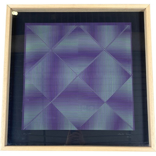 Serigrafía doble vintage "Rilievo Ottico Cinetico" de Alberto Biasi, 1972