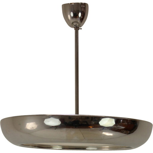 Vintage Bauhaus pendant lamp in chrome and glass for Napako, 1930