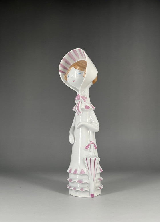 Image 1 of Girl with umbrella Aquincum Budapest porcelain Hungary