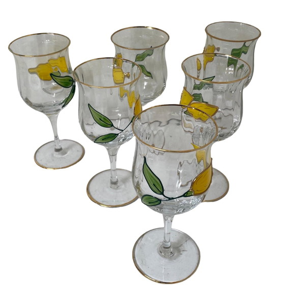 Image 1 of Paul Nagel - Set of 6 - Hand painted (wine) glasses from the ‘Tiffany’ series - Made in Germany