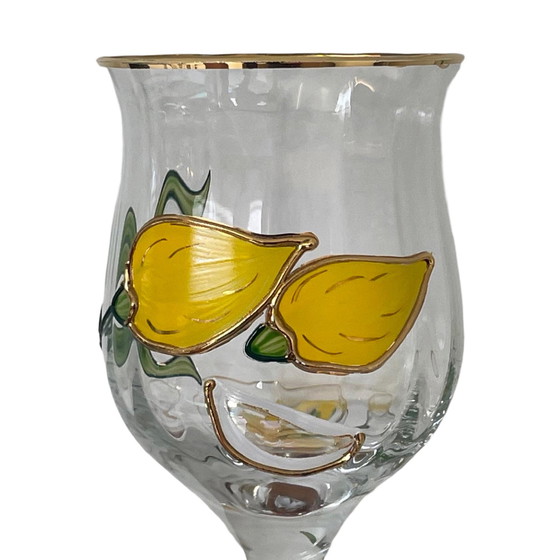 Image 1 of Paul Nagel - Set of 6 - Hand painted (wine) glasses from the ‘Tiffany’ series - Made in Germany