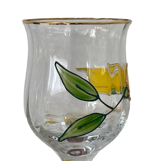 Image 1 of Paul Nagel - Set of 6 - Hand painted (wine) glasses from the ‘Tiffany’ series - Made in Germany