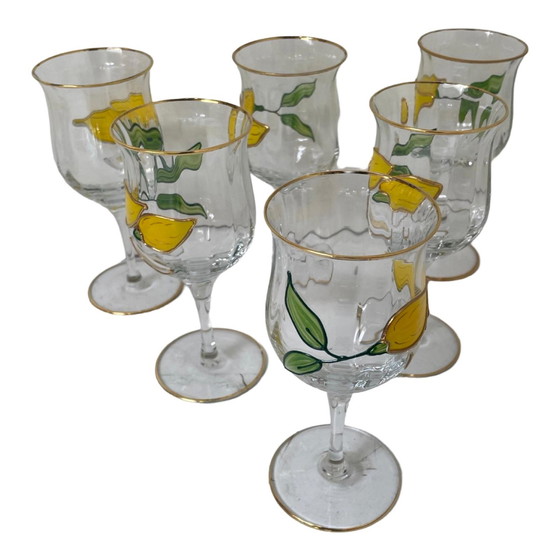 Image 1 of Paul Nagel - Set of 6 - Hand painted (wine) glasses from the ‘Tiffany’ series - Made in Germany