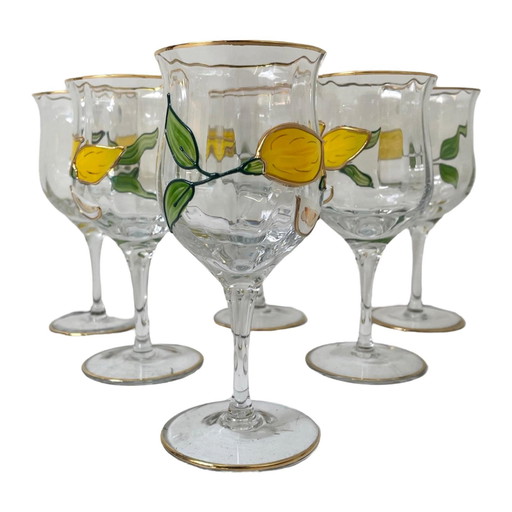 Paul Nagel - Set of 6 - Hand painted (wine) glasses from the ‘Tiffany’ series - Made in Germany