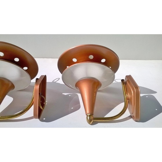 Image 1 of Pair of Sconces in copper and glass - 1960s