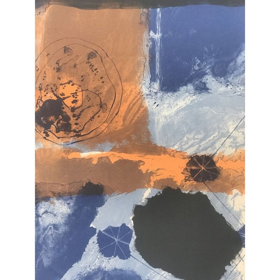 Image 1 of Vintage lithograph "De blaus i de negres" by Josep Guinovart, Spain 2001