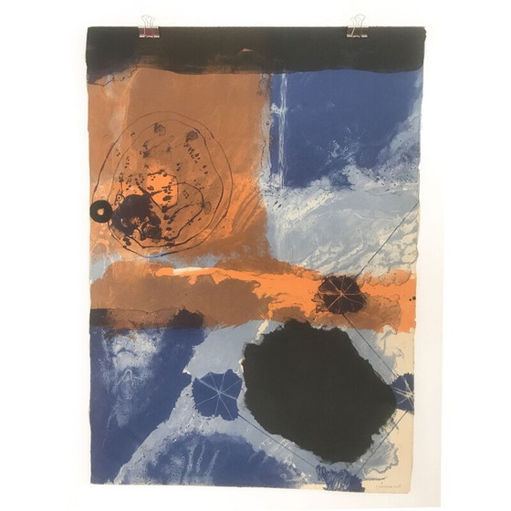 Image 1 of Vintage lithograph "De blaus i de negres" by Josep Guinovart, Spain 2001