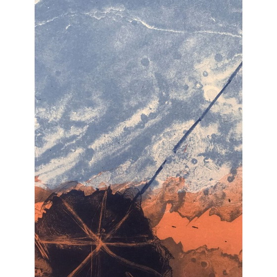 Image 1 of Vintage lithograph "De blaus i de negres" by Josep Guinovart, Spain 2001