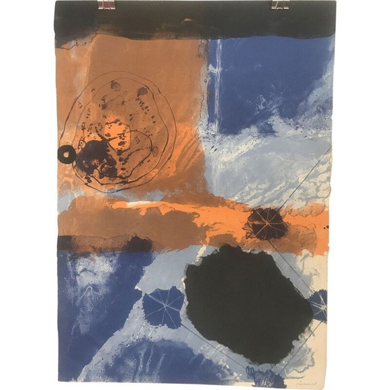 Image 1 of Vintage lithograph "De blaus i de negres" by Josep Guinovart, Spain 2001