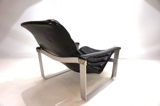 Image 1 of Asko Pulkka Leather Lounge Chair By Ilmari Lappalainen, 1960