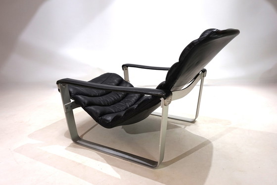 Image 1 of Asko Pulkka Leather Lounge Chair By Ilmari Lappalainen, 1960