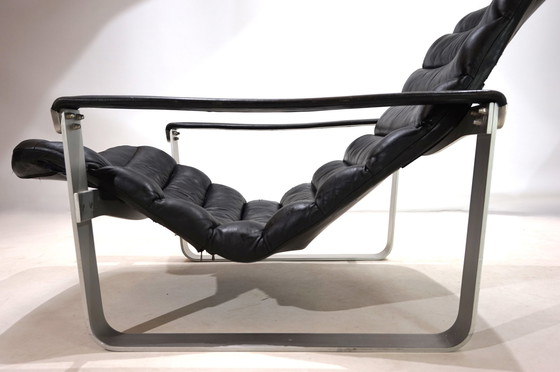 Image 1 of Asko Pulkka Leather Lounge Chair By Ilmari Lappalainen, 1960