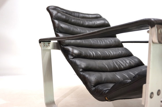 Image 1 of Asko Pulkka Leather Lounge Chair By Ilmari Lappalainen, 1960