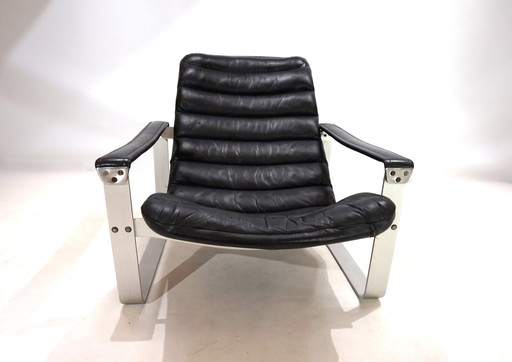 Asko Pulkka Leather Lounge Chair By Ilmari Lappalainen, 1960