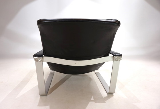 Image 1 of Asko Pulkka Leather Lounge Chair By Ilmari Lappalainen, 1960